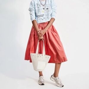 Clare V. Cream Perforated Leather Choupette Basket Tote Bag NEW NWT